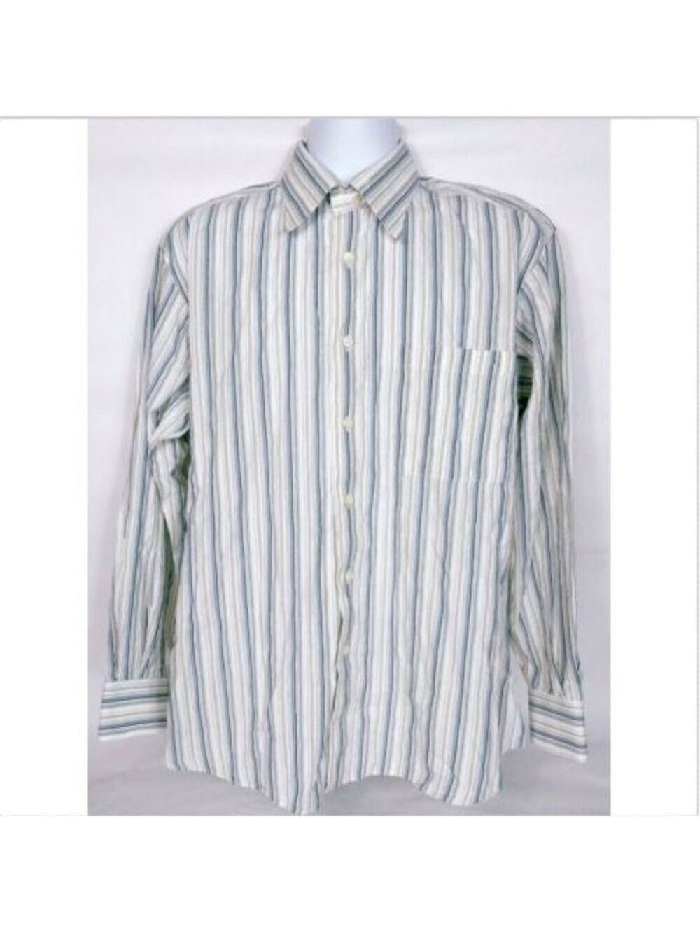 Ike Behar Men's Striped Dress Shirt White Medium
